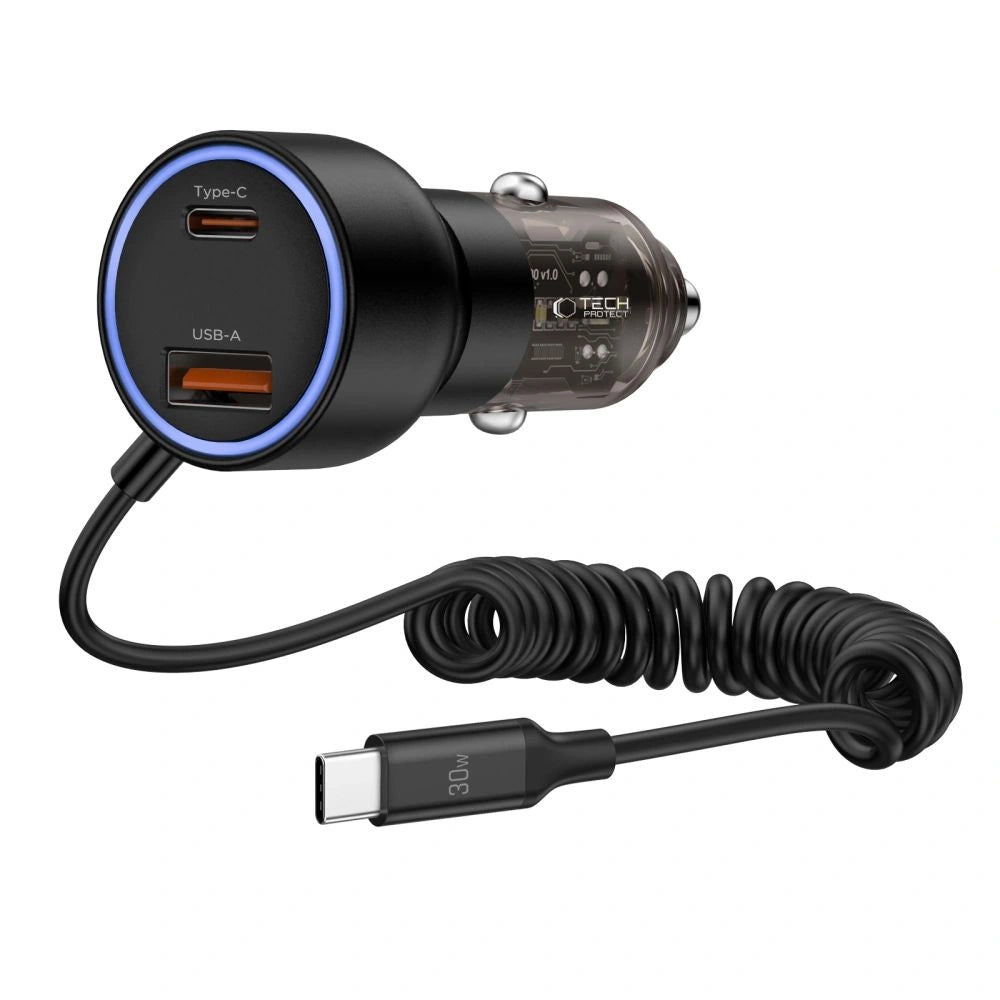 CC05 Autoladegerät 2-Port PD60 W + USB-C Kabel - Schwarz