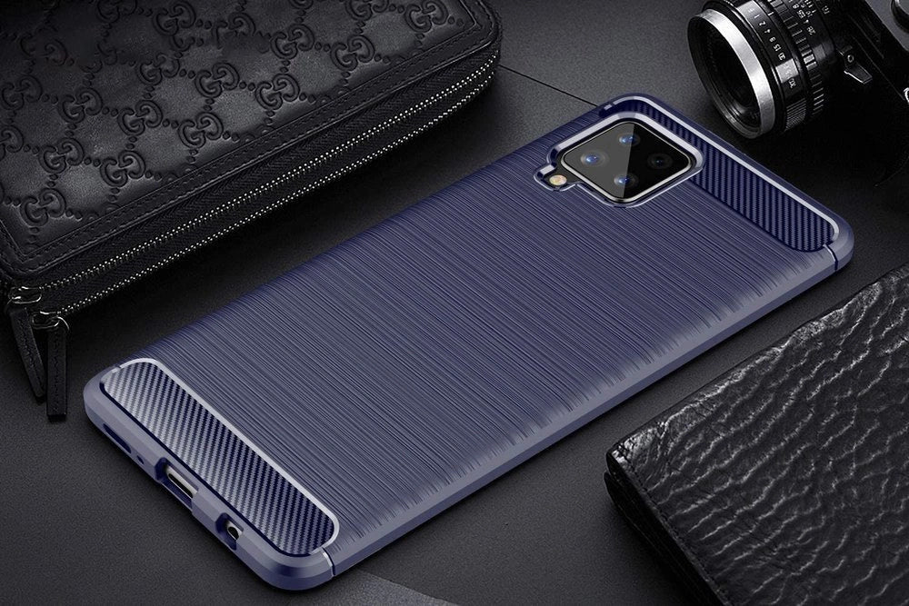 Carbon Case Flexibel Handyhülle TPU Schutzhülle für Samsung Galaxy A42 5G blau