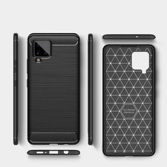 Carbon Case Flexibel Handyhülle TPU Schutzhülle für Samsung Galaxy A42 5G schwarz