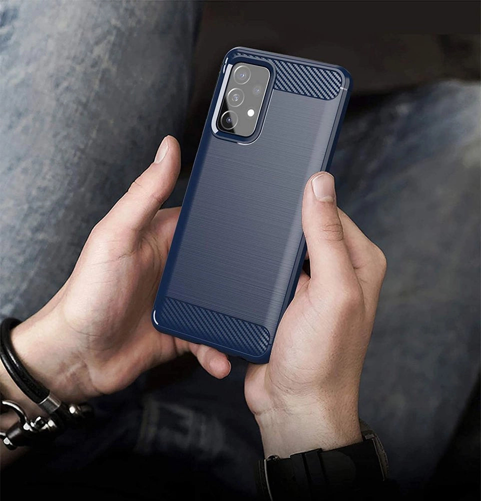 Carbon Case Flexibel Handyhülle TPU Schutzhülle für Samsung Galaxy A72 4G blau