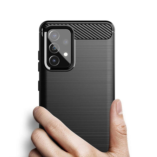 Carbon Case Flexibel Handyhülle TPU Schutzhülle für Samsung Galaxy A72 4G schwarz