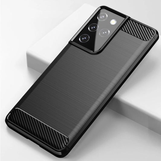 Carbon Case Flexibel Handyhülle TPU Schutzhülle für Samsung Galaxy S21 Ultra 5G blau