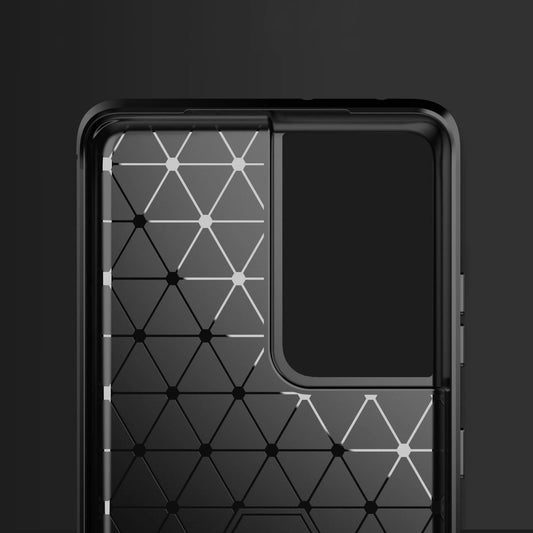 Carbon Case Flexibel Handyhülle TPU Schutzhülle für Samsung Galaxy S21 Ultra 5G schwarz