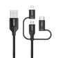 Choetech 3in1 USB MFI Lightning / USB Typ C / Micro USB Kabel (3A Laden / 480Mbps Datenübertragung) 1,2m schwarz (IP0030-BK)