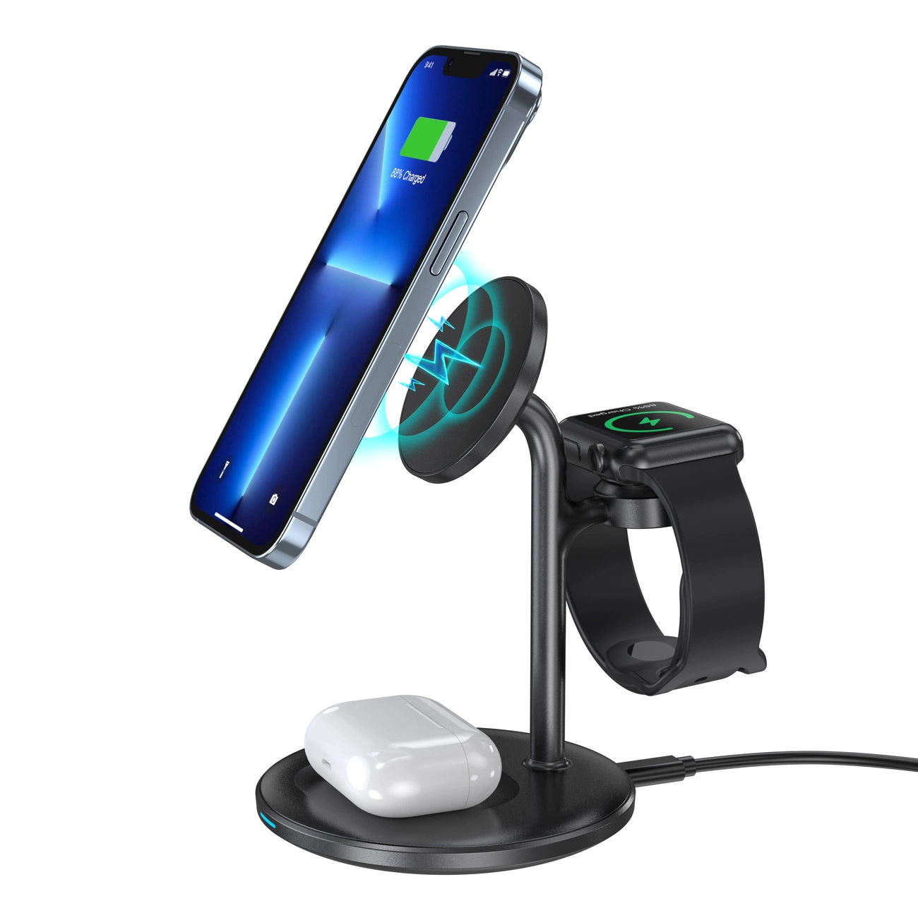 Choetech 3in1 induktive Ladestation iPhone 12/13/14, AirPods Pro, Apple Watch schwarz (T585-F)