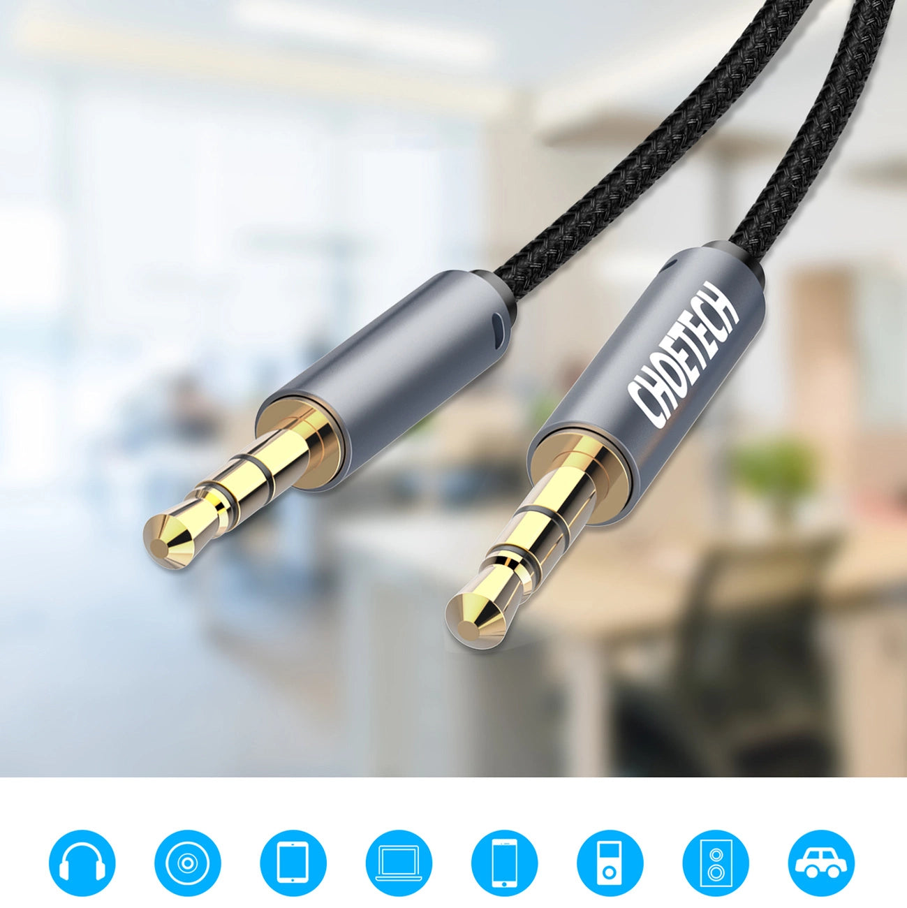 Choetech AUX002 Kabel 3,5 mm Miniklinke (männlich) / 3,5 mm Miniklinke (männlich) 1,2 m – schwarz