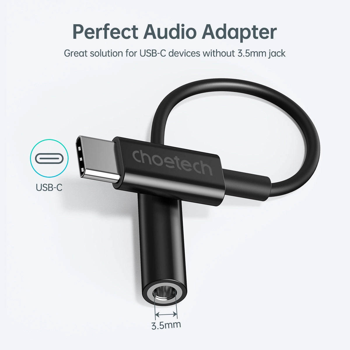 Choetech AUX003 USB-C / DC 3,5-mm-Audioadapter - Schwarz