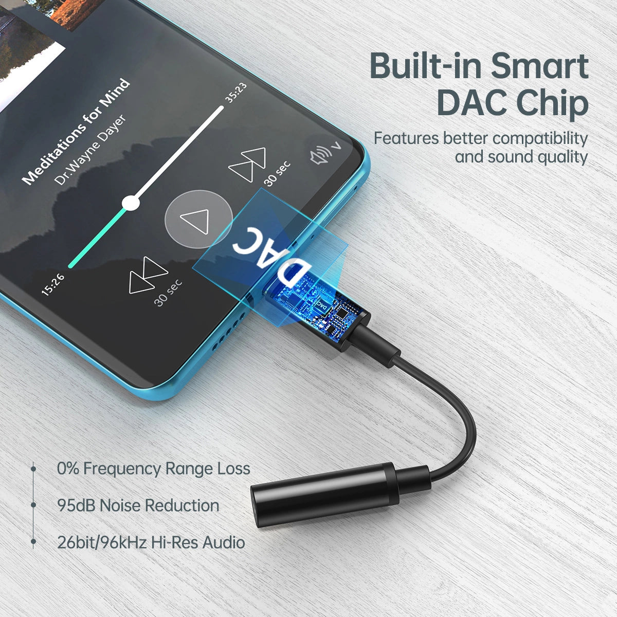 Choetech AUX003 USB-C / DC 3,5-mm-Audioadapter - Schwarz