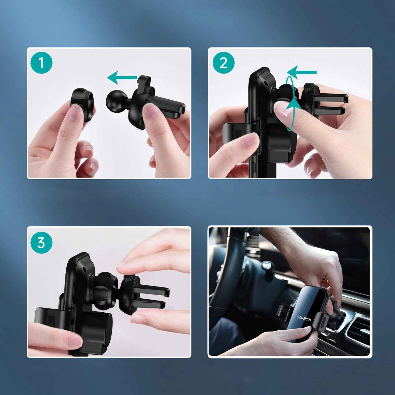 Choetech Induktionsladegerät mit Halter + Magnetspitzen schwarz (T201-F)