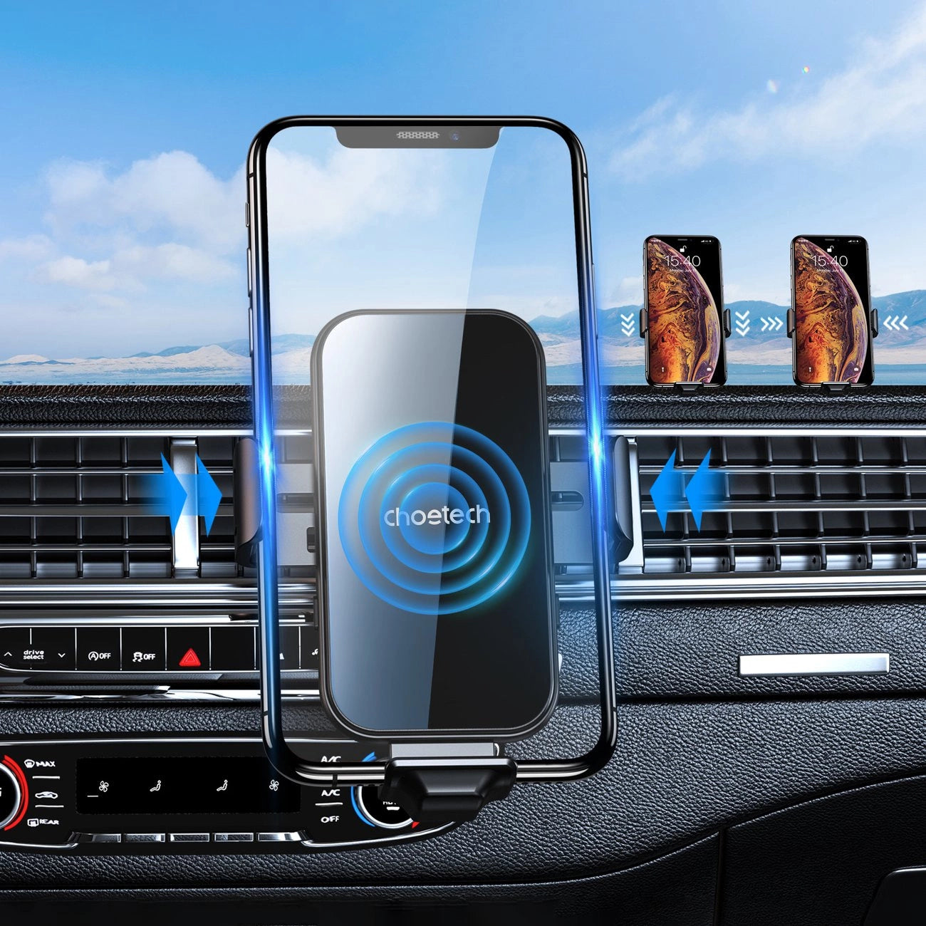 Choetech Induktionsladegerät mit Halter + Magnetspitzen schwarz (T201-F)