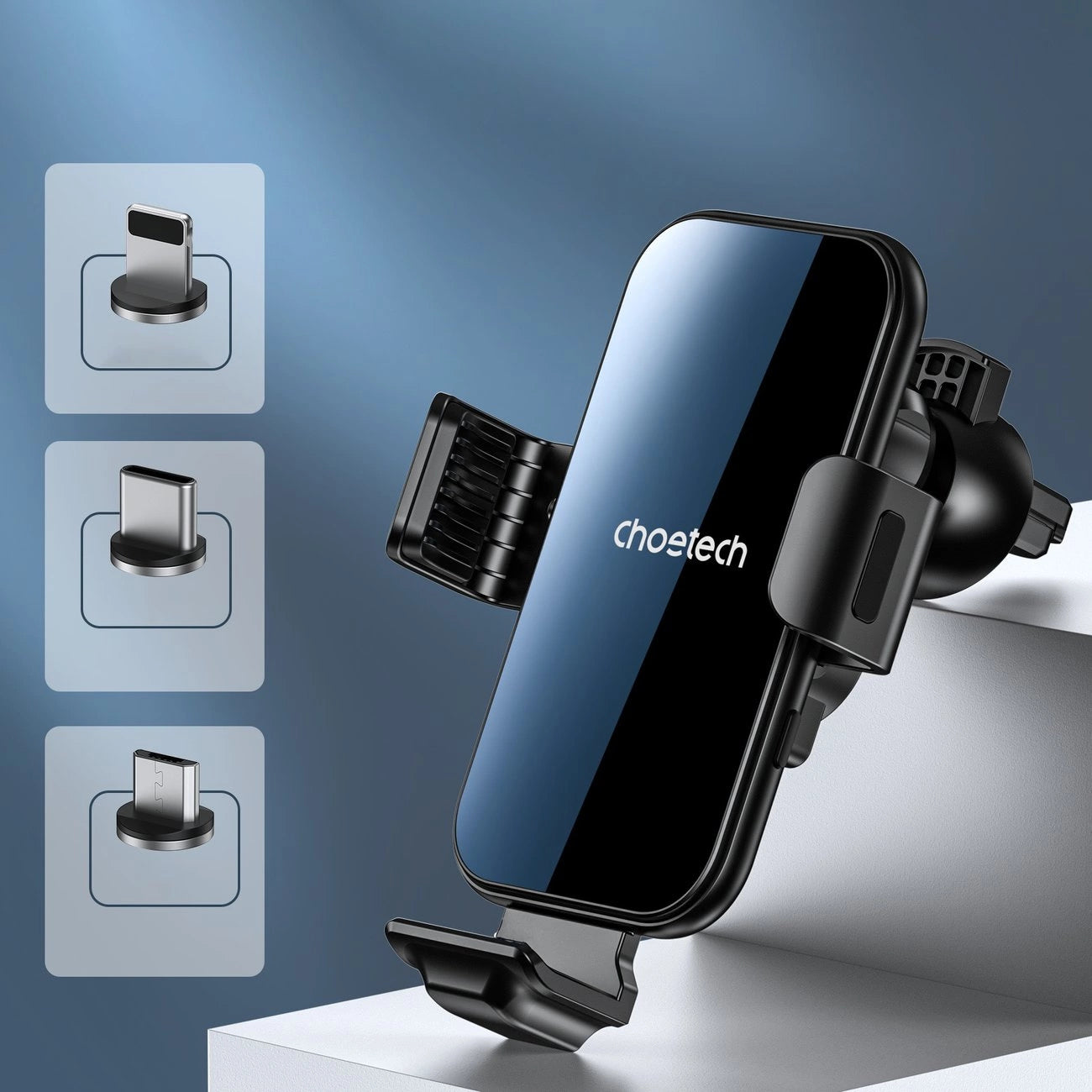 Choetech Induktionsladegerät mit Halter + Magnetspitzen schwarz (T201-F)