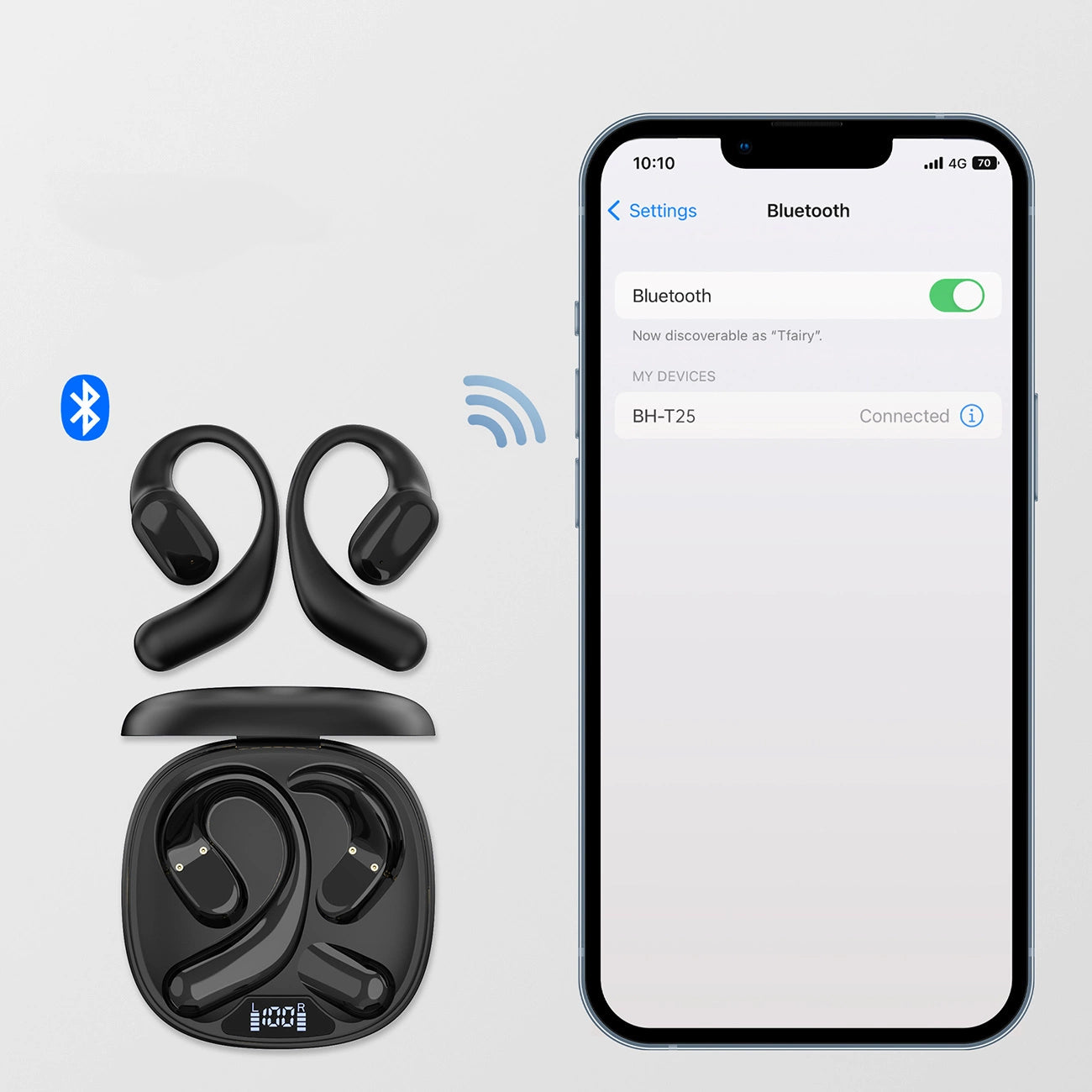 Choetech OWS kabellose TWS Bluetooth 5.3 Kopfhörer – Schwarz