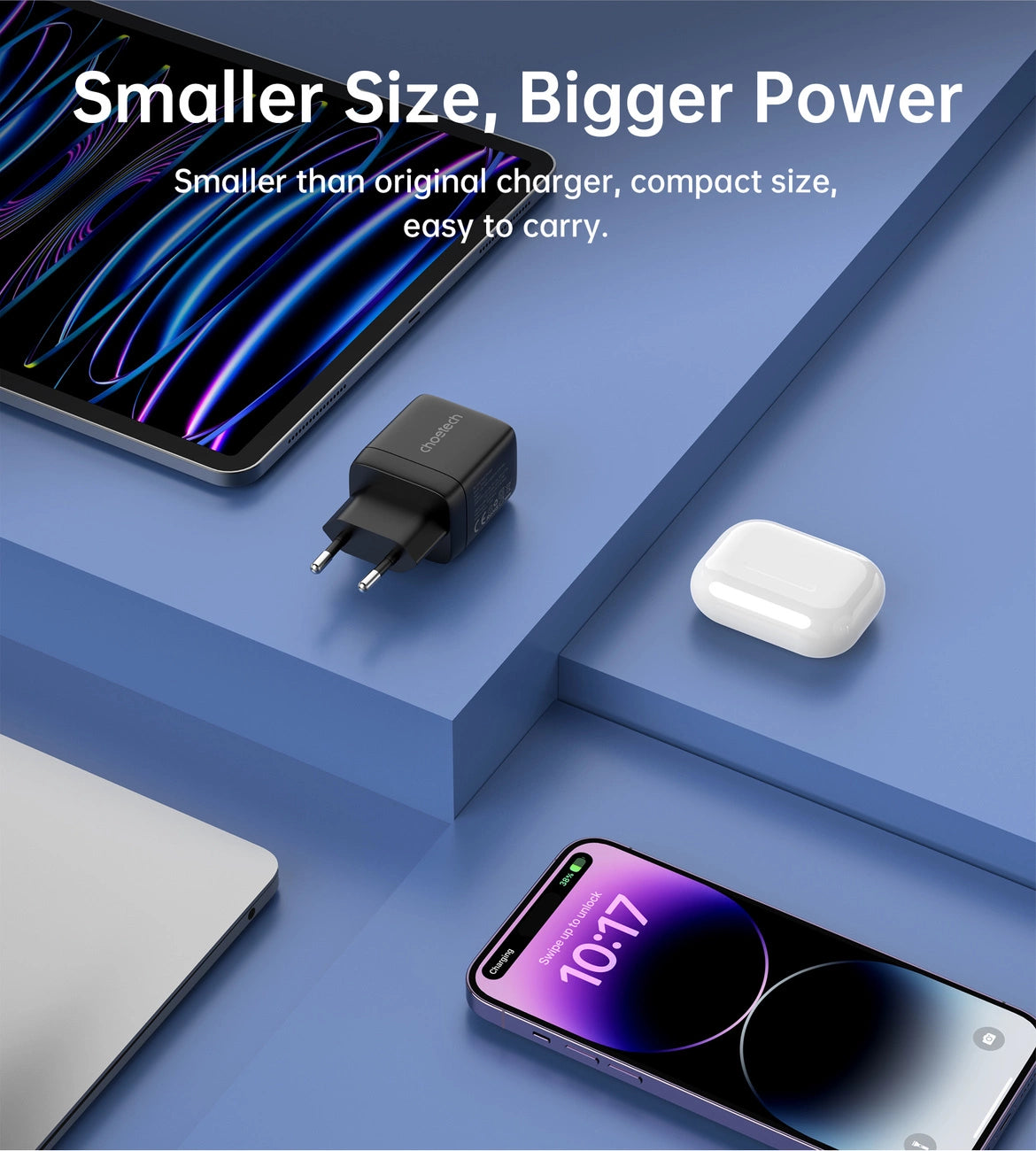 Choetech PD6051 USB-C USB-C PD 35W GaN Wandladegerät mit Display – Schwarz