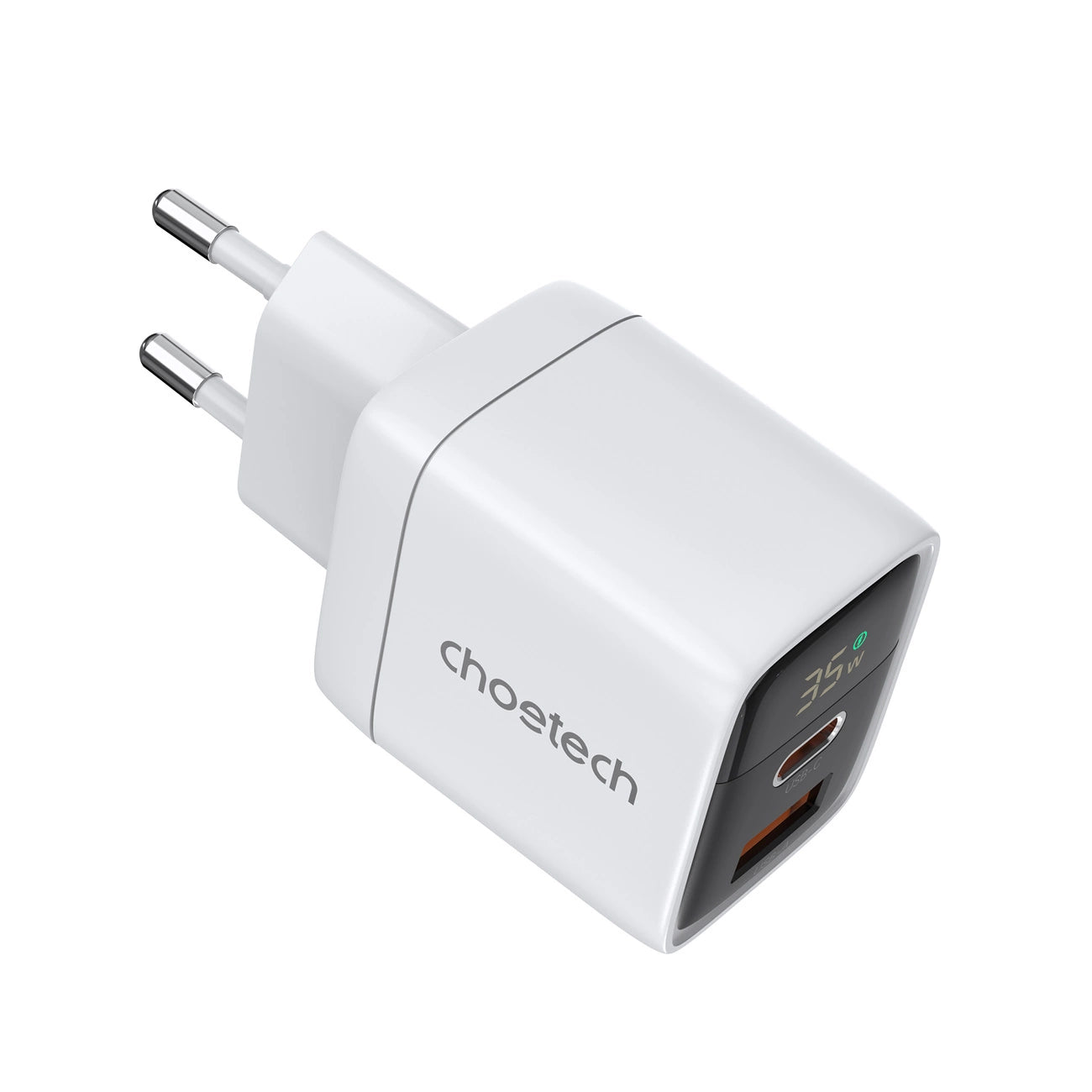 Choetech PD6052 USB-C USB-A PD 35W GaN Wandladegerät mit Display – Weiß