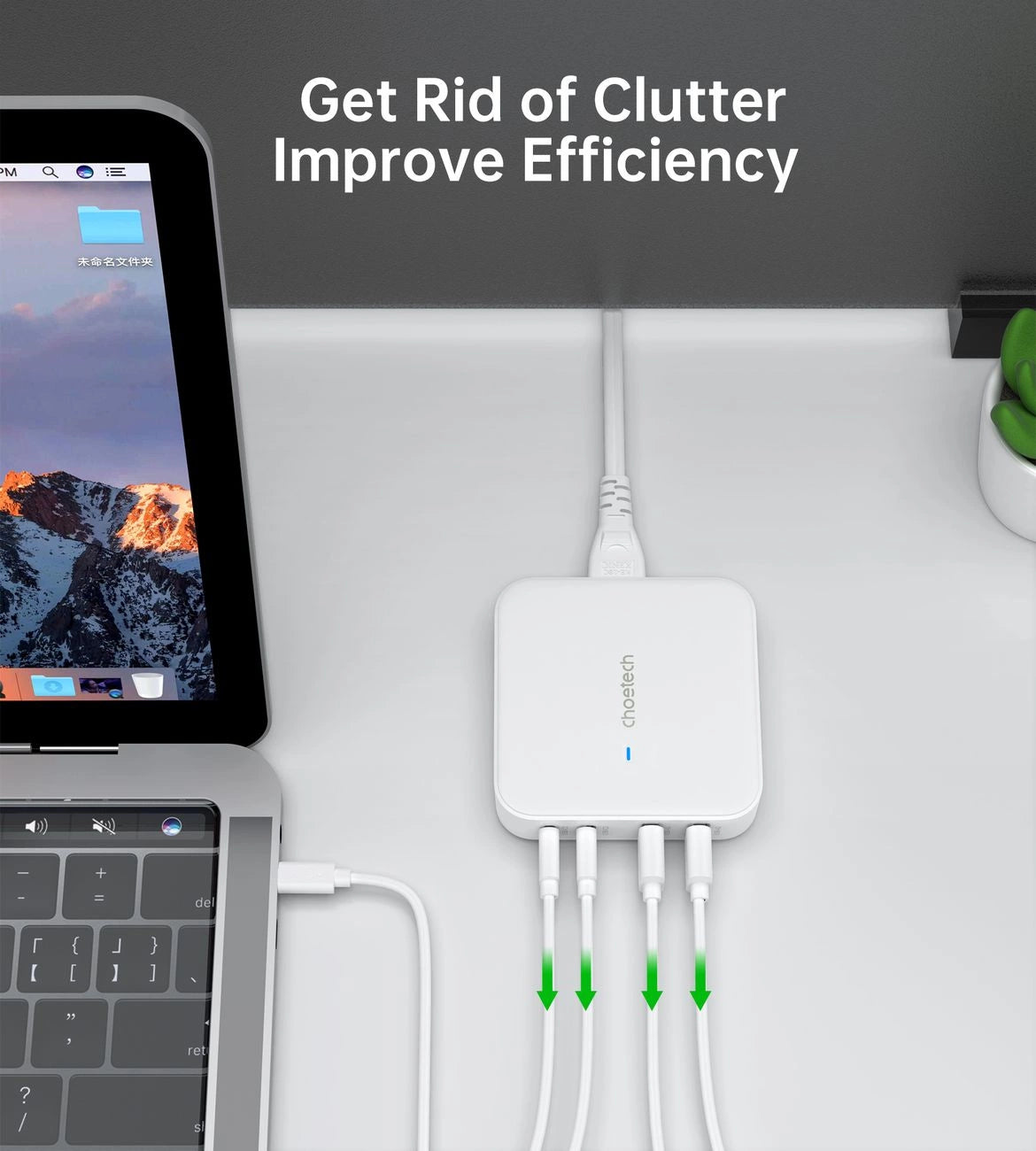 Choetech PD8008 100W GaN-Schnellladegerät 2x USB-A / 2x USB-C - Weiß