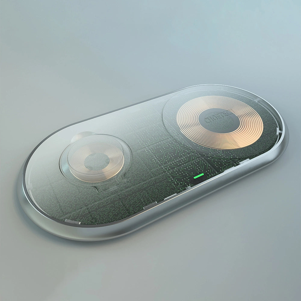 Choetech Qi 2in1 kabelloses Ladegerät für Smartphones / Apple Watch mit Standfuß (MFI) USB Typ C weiß (T317)