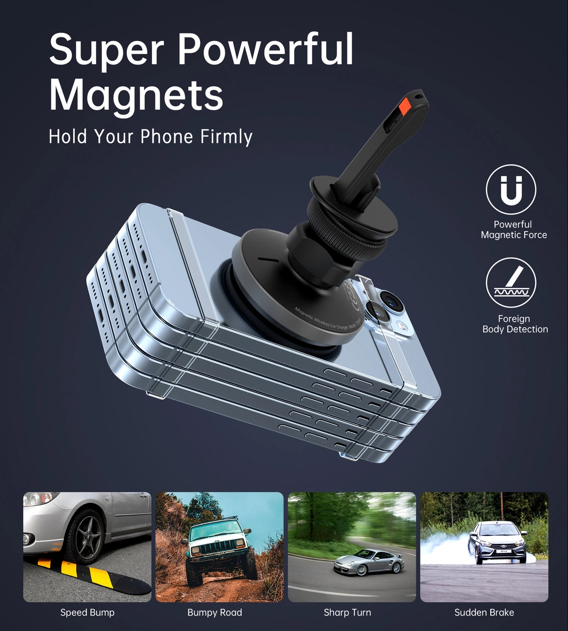 Choetech T204-F magnetische Autohalterung mit 15 W kabellosem Laden – Schwarz