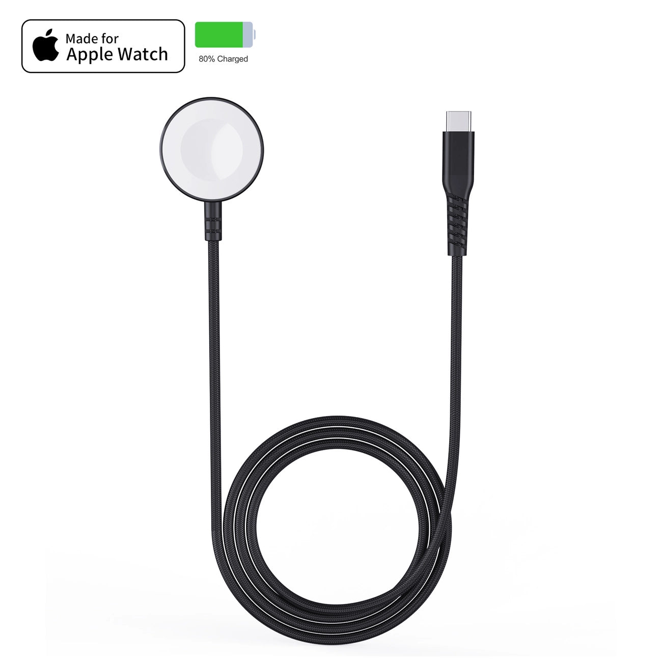 Choetech T319 MFI 5W kabelloses Ladegerät für Apple Watch + USB-C-Kabel – Schwarz