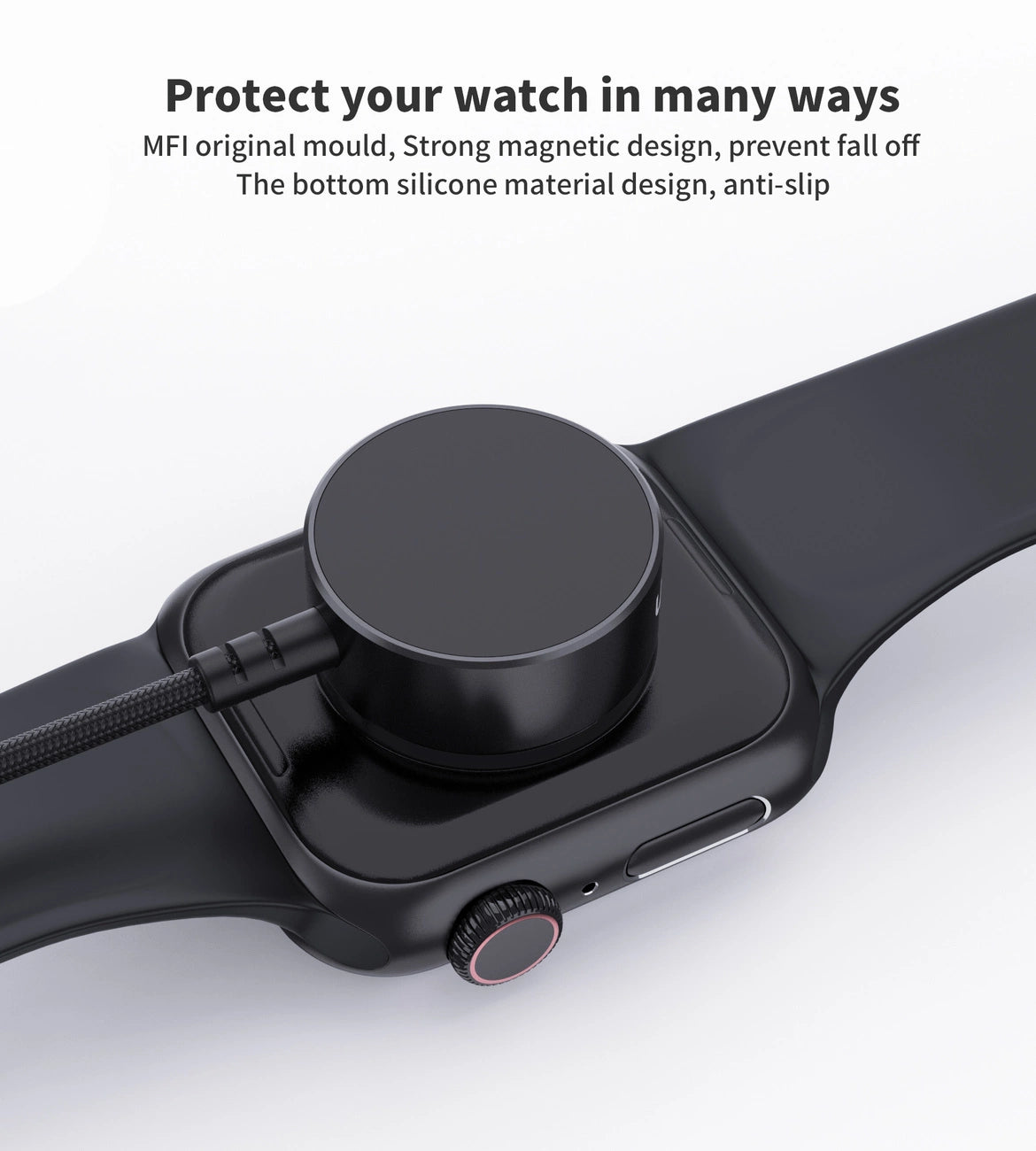 Choetech T319 MFI 5W kabelloses Ladegerät für Apple Watch + USB-C-Kabel – Schwarz