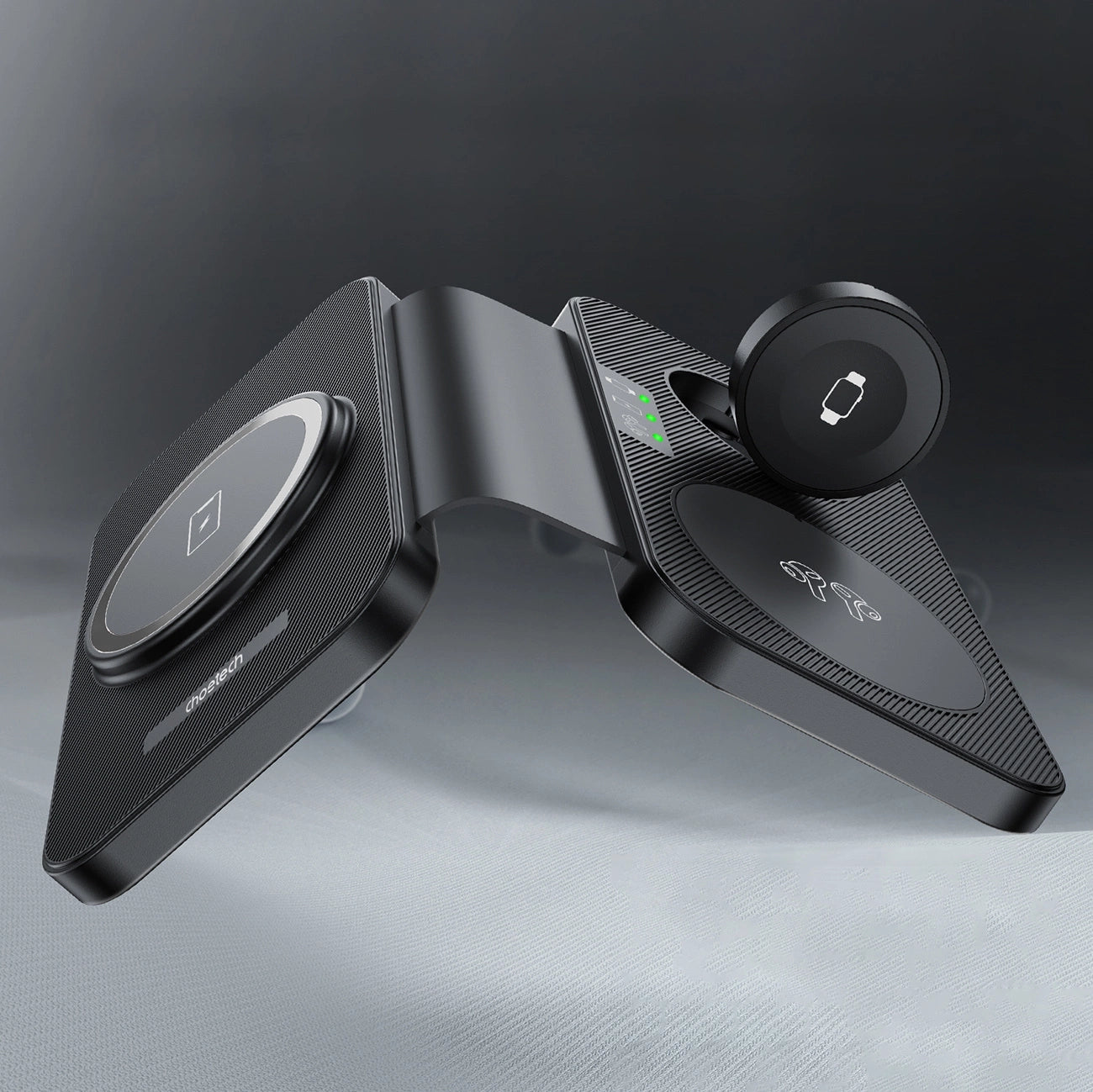 Choetech T616-F 3in1 induktives Ladegerät kompatibel mit Apple und Samsung -Geräten – Schwarz