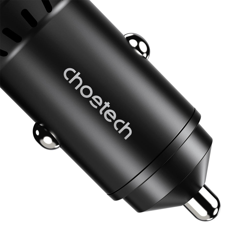 Choetech TC0014 USB-C USB-A PD 60W Autoladegerät mit LED-Hintergrundbeleuchtung – Schwarz