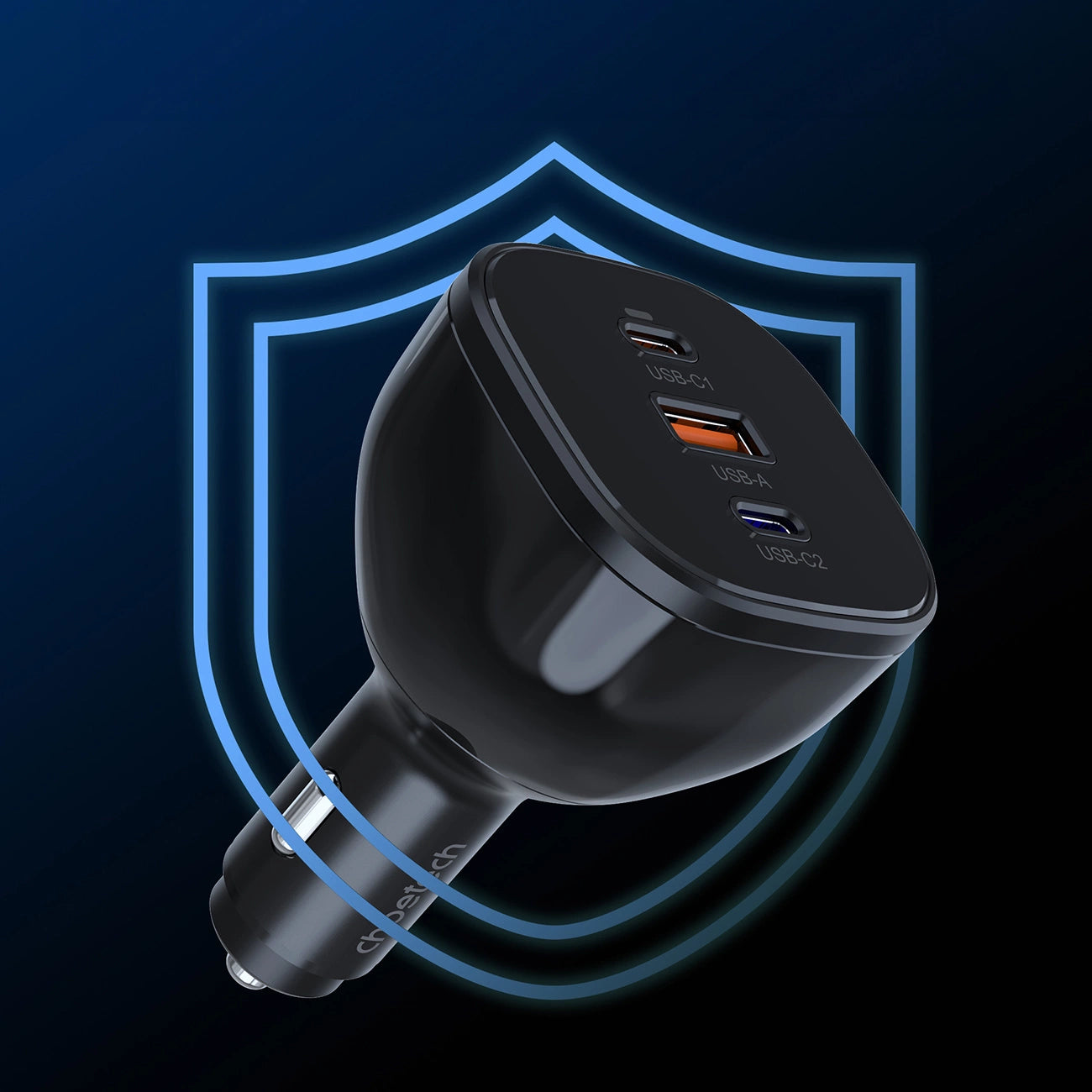 Choetech TC0024 Autoladegerät 160W 2x USB-C PD 3.1 1x USB-A - Schwarz