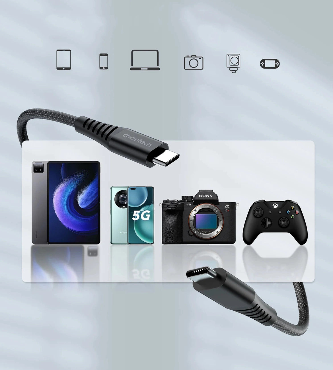 Choetech XCC-1051 magnetisches USB-C / USB-C PD 3.1-Kabel 240 W 1,8 m – schwarz