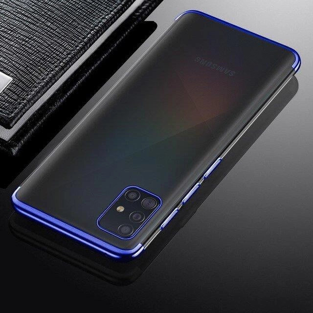 Clear Color Silikon Gel Electroplating frame Handyhülle Schutzhülle für Samsung Galaxy A72 4G blau