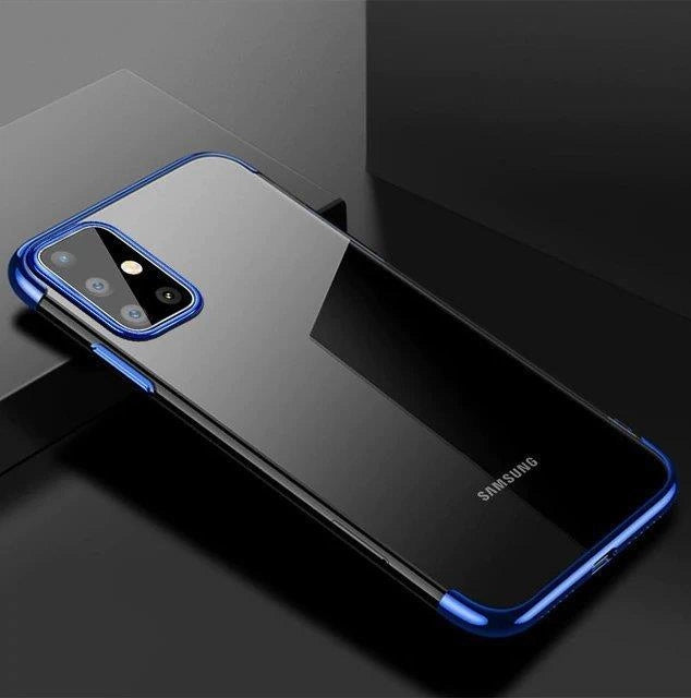 Clear Color Silikon Gel Electroplating frame Handyhülle Schutzhülle für Samsung Galaxy A72 4G blau