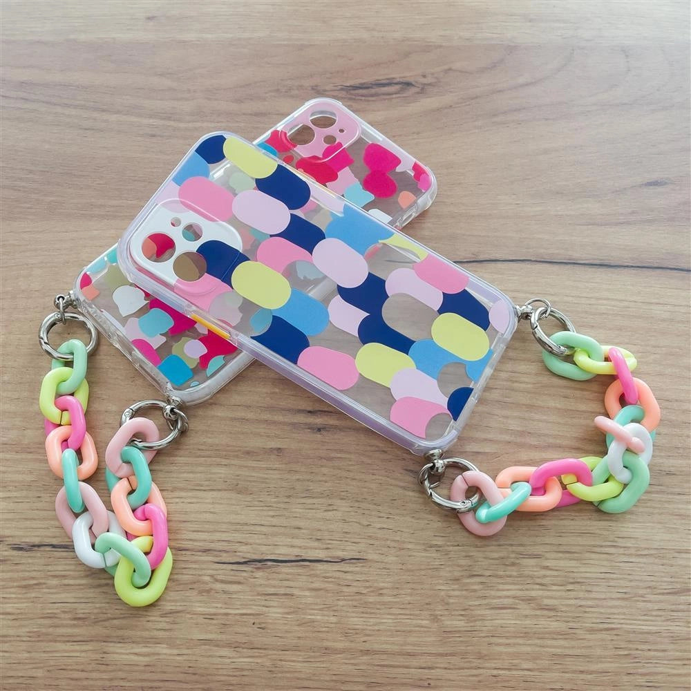 Color Chain Case Gel flexible elastische Hülle mit Kettenanhänger für iPhone 13 mini mehrfarbig (2)
