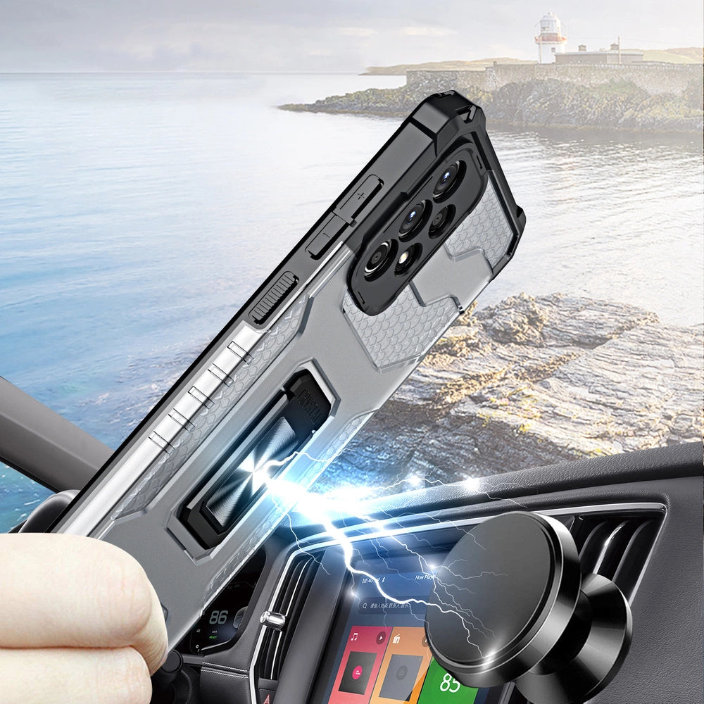 Crystal Ring Case robuste Kickstand TPU/PC Panzer Handyhülle Hard Case für Samsung Galaxy A72 4G grün