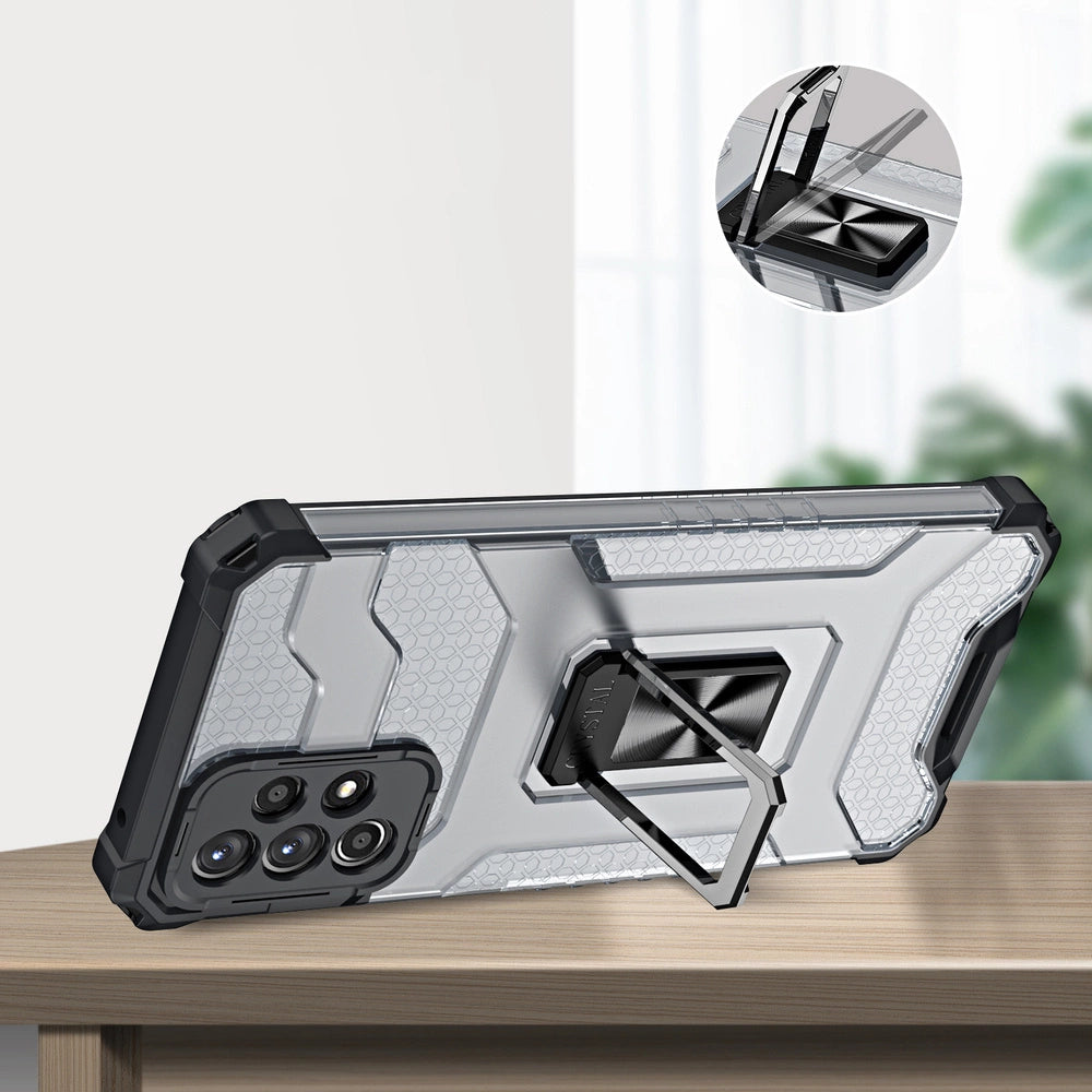 Crystal Ring Case robuste Kickstand TPU/PC Panzer Handyhülle Hard Case für Samsung Galaxy A72 4G grün