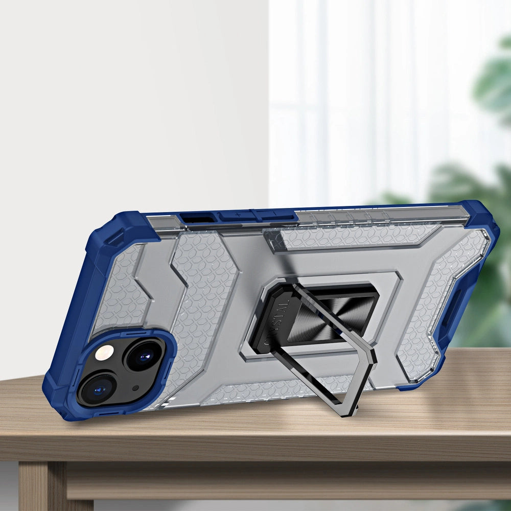Crystal Ring Case robuste Kickstand TPU/PC Panzer Handyhülle Hard Case für iPhone 12 mini blau