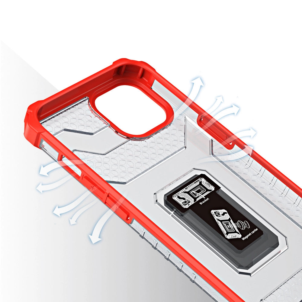 Crystal Ring Case robuste Kickstand TPU/PC Panzer Handyhülle Hard Case für iPhone 12 mini rot
