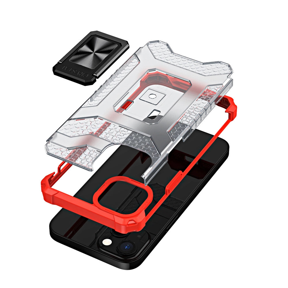 Crystal Ring Case robuste Kickstand TPU/PC Panzer Handyhülle Hard Case für iPhone 12 mini rot