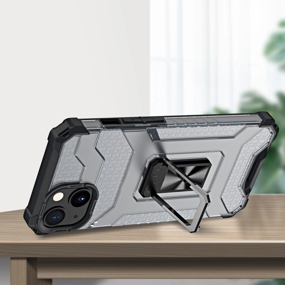 Crystal Ring Case robuste Kickstand TPU/PC Panzer Handyhülle Hard Case für iPhone 12 mini schwarz