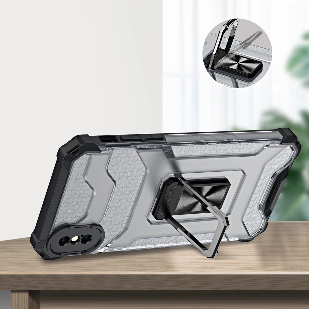 Crystal Ring Case robuste Kickstand TPU/PC Panzer Handyhülle Hard Case für iPhone XS Max rot