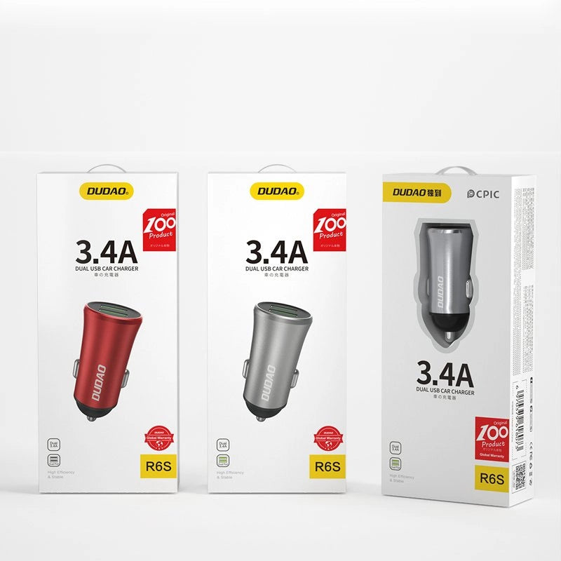 Dudao 3,4A Smart Autoladegerät 2x USB Silber (R6S Silber)
