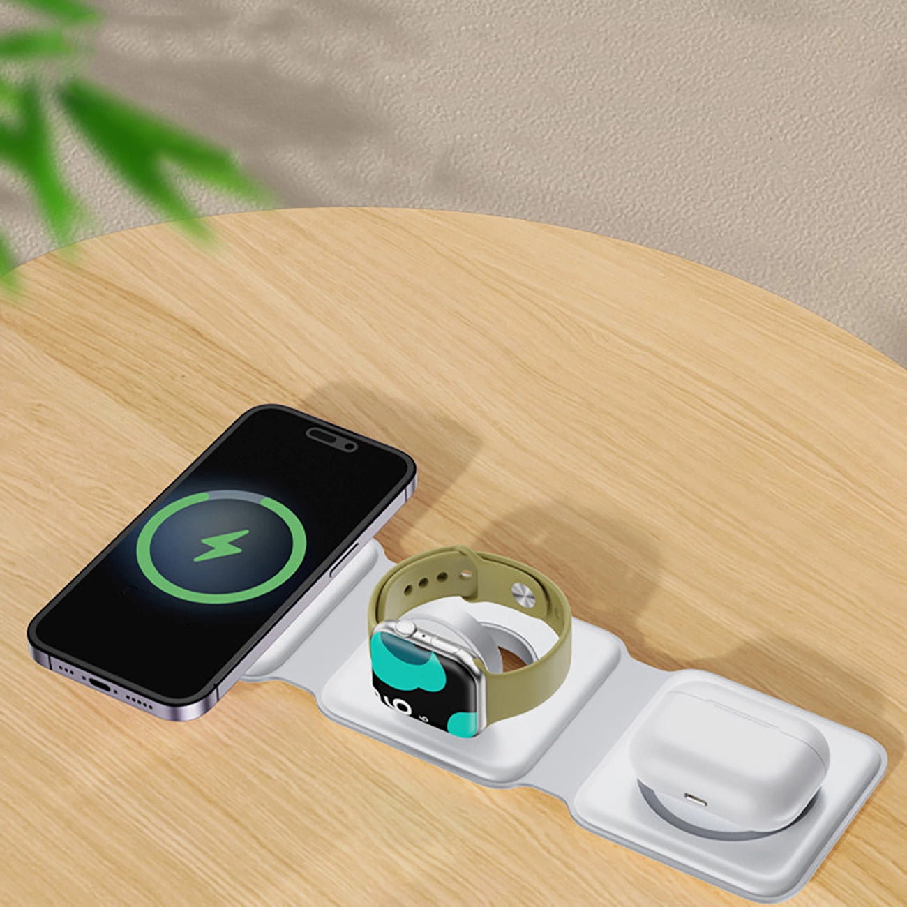 Dudao A11N 15W 3in1 induktives Ladegerät - Weiß + USB-C / USB-C-Kabel