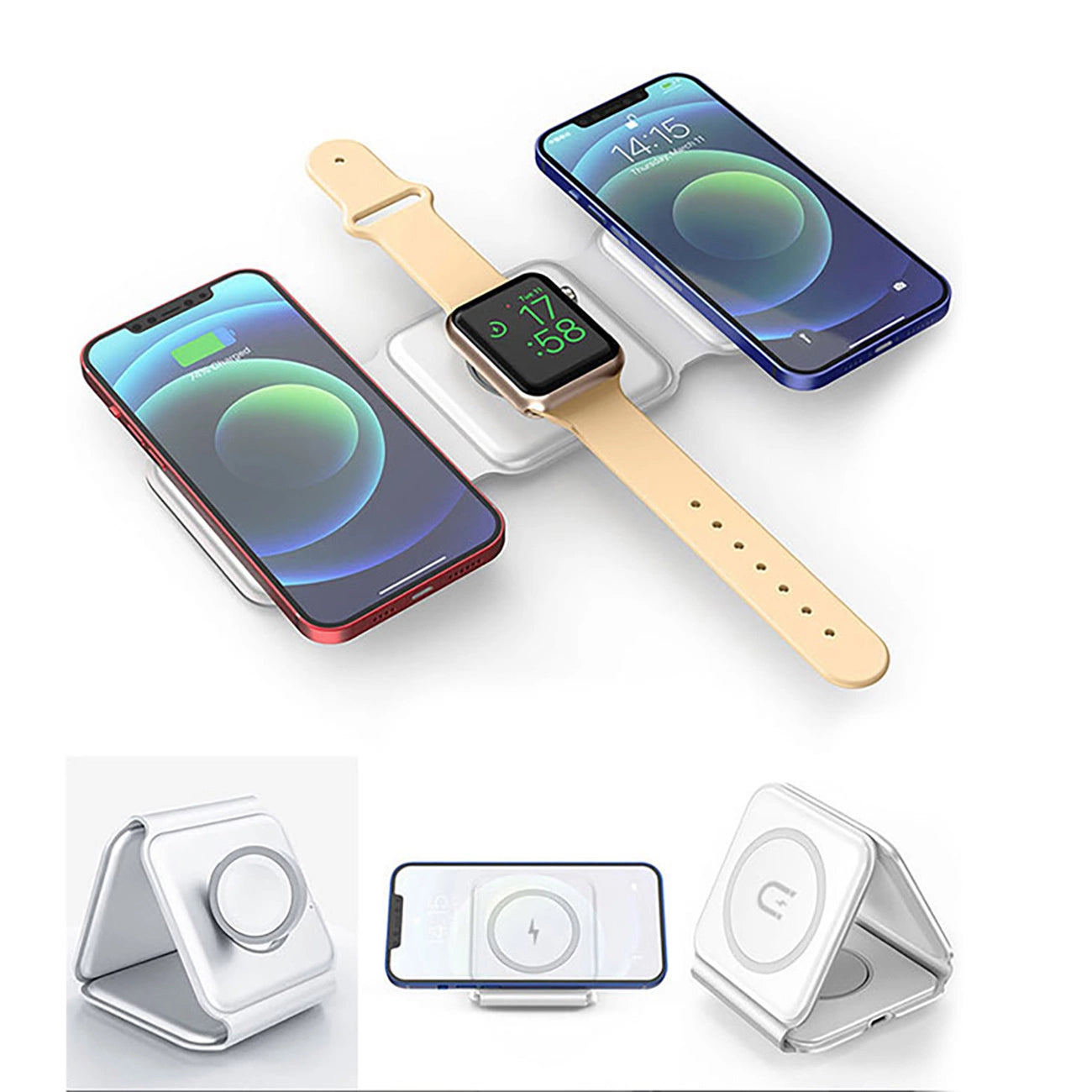 Dudao A11N 15W 3in1 induktives Ladegerät - Weiß + USB-C / USB-C-Kabel