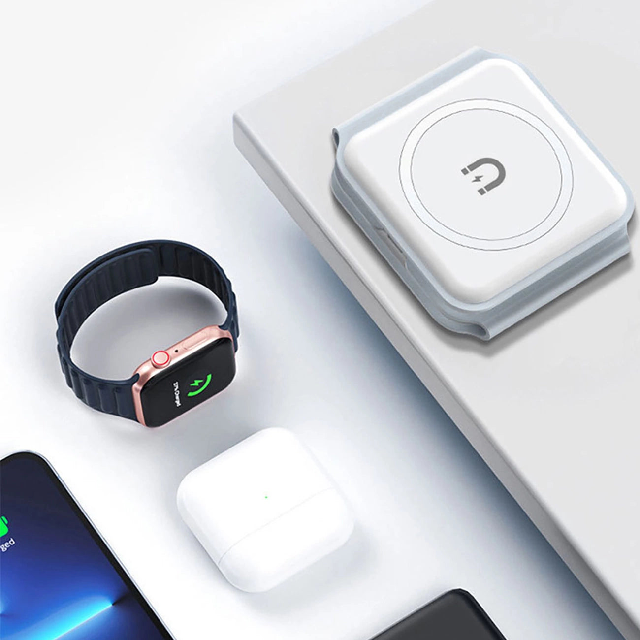 Dudao A11N 15W 3in1 induktives Ladegerät - Weiß + USB-C / USB-C-Kabel