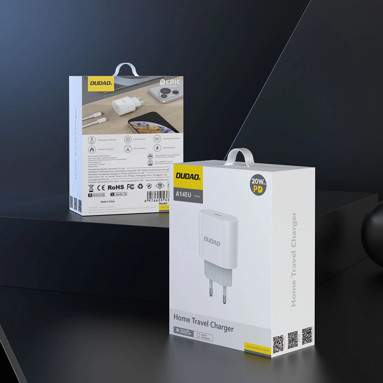 Dudao A14EUC PD 20W USB-C Wandladegerät mit Kabel – Weiß