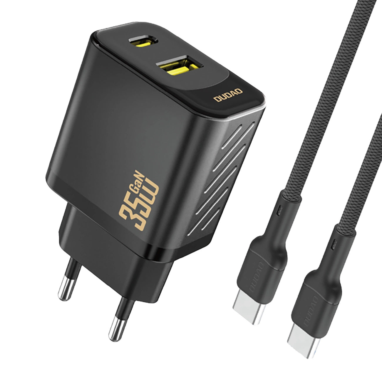 Dudao A27 MaxC 35W GaN Wandladegerät + USB-C Kabel - Schwarz