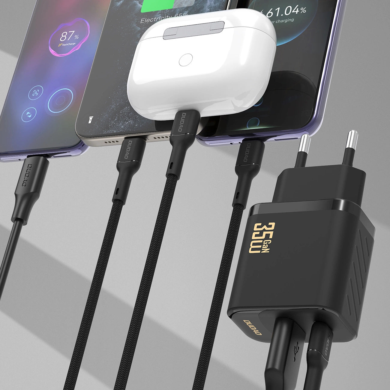 Dudao A27 MaxC 35W GaN Wandladegerät + USB-C Kabel - Schwarz