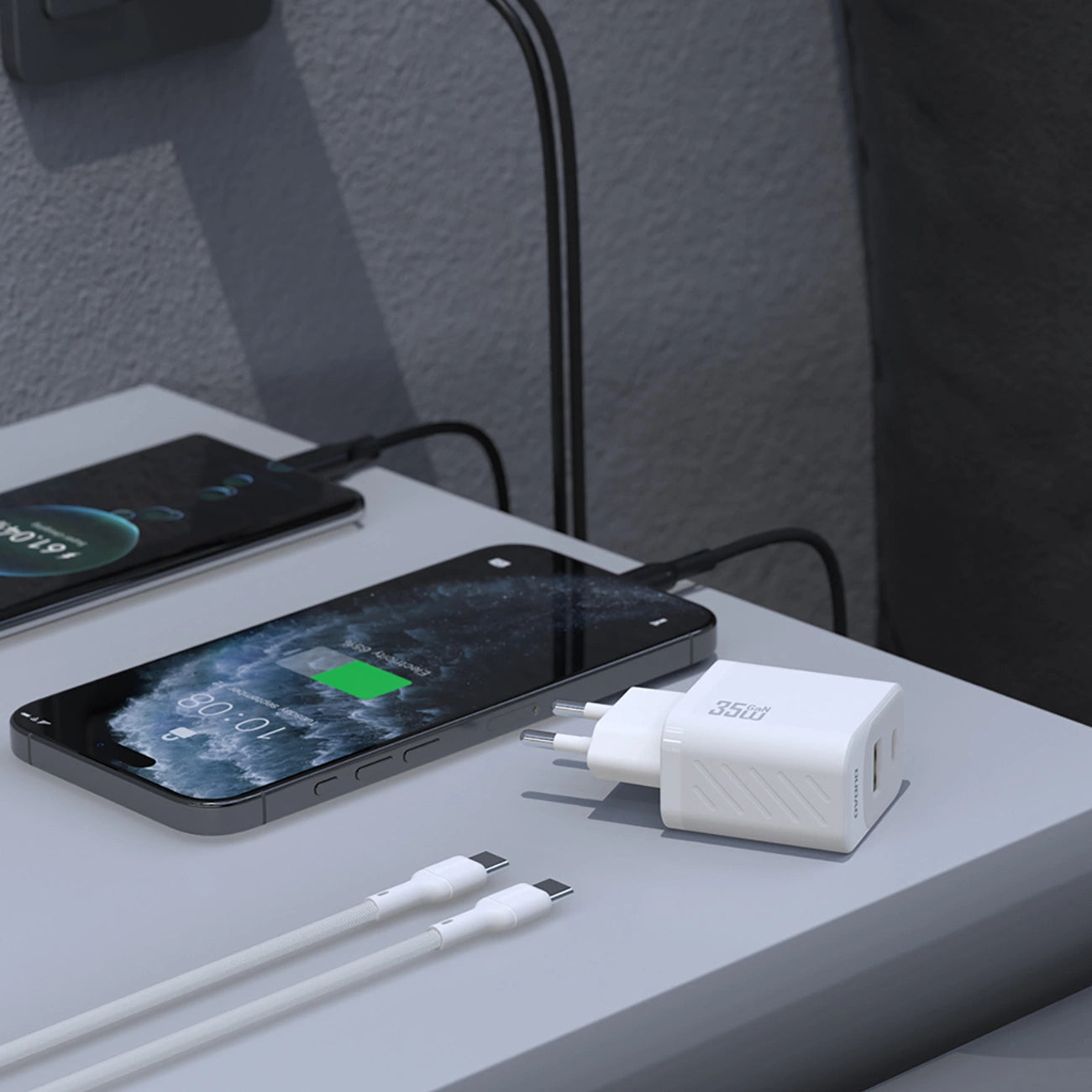 Dudao A27 MaxC 35W GaN Wandladegerät + USB-C Kabel - Weiß