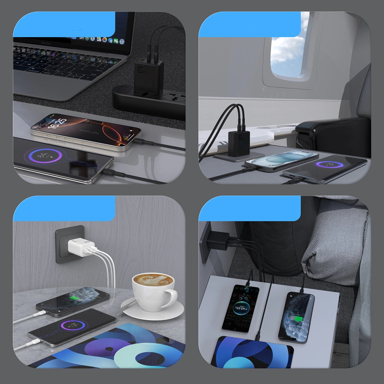 Dudao A29 65W GaN Wandladegerät 2 x USB-C + 1 x USB-A - Schwarz