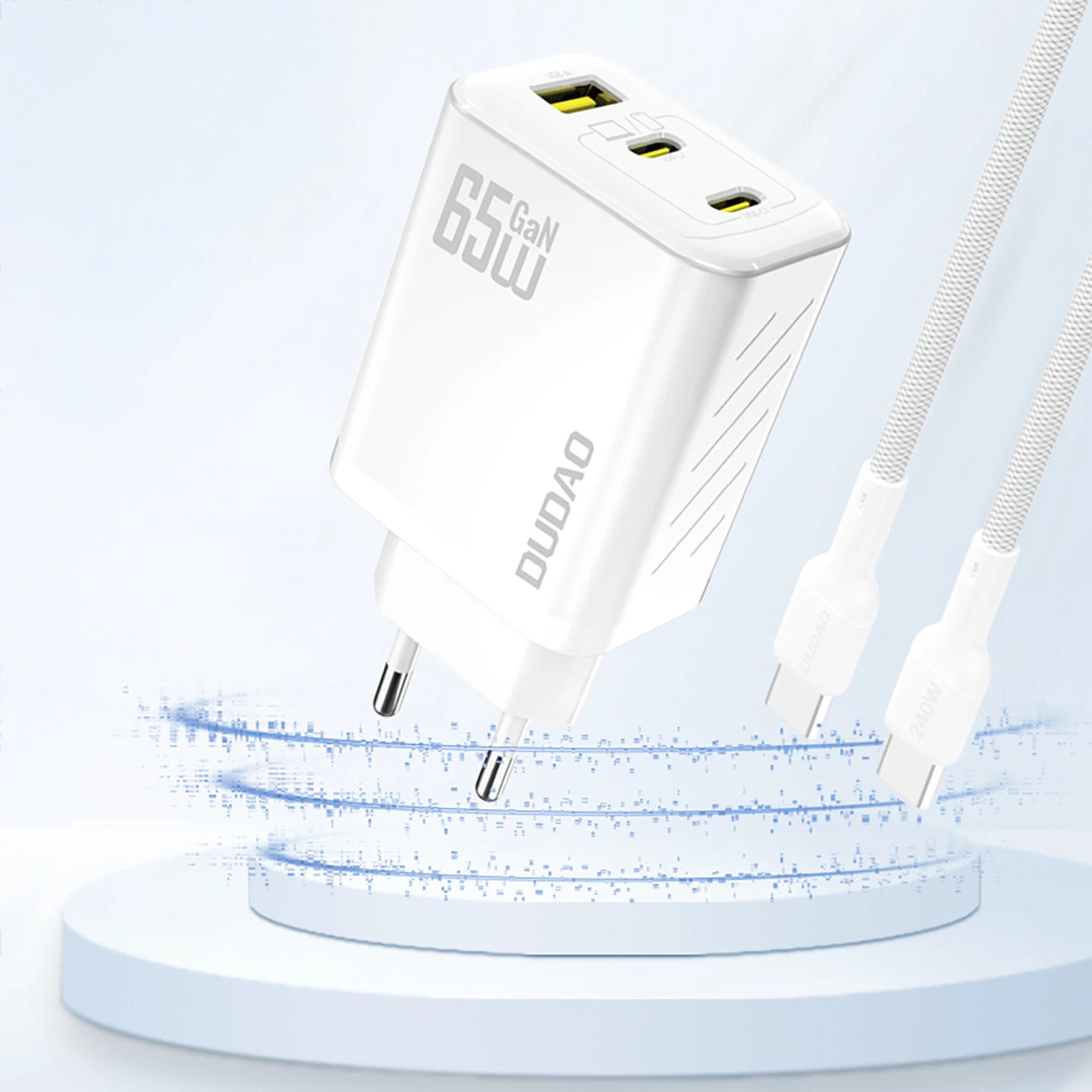 Dudao A29 65W GaN Wandladegerät 2 x USB-C + 1 x USB-A - Weiß