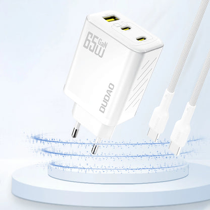 Dudao A29 65W GaN Wandladegerät 2 x USB-C + 1 x USB-A - Weiß
