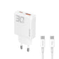 Dudao A30EUT 30W GaN-Wandladegerät USB-A / USB-C + USB-C - USB-C-Kabel - Weiß