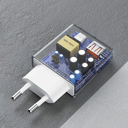 Dudao A30EUT 30W GaN-Wandladegerät USB-A / USB-C + USB-C - USB-C-Kabel - Weiß